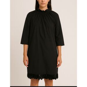 COS Mock Neck Half Sleeve Feather Hem Dress 6
